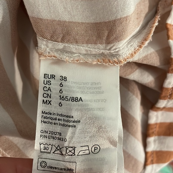 H&M Neutral Vertical Striped Shift Dress 6 Tank Button Front White Mini - Picture 9 of 12